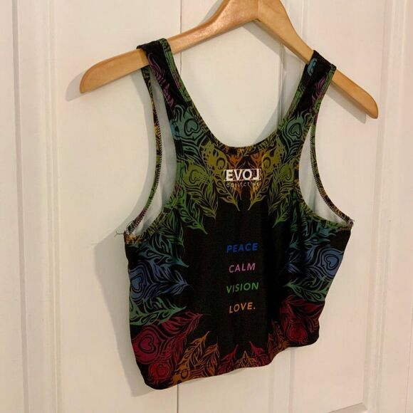 EVOL Collective Indigo Eye Peacock Peace Calm Crop Tank Top Large - Picture 9 of 11